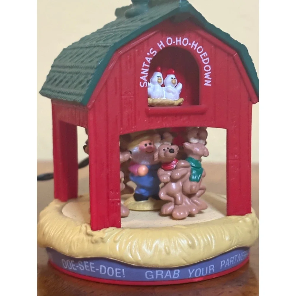 Hallmark Keepsake Magic Ornament Santa's Ho-Ho-Hoedown 1990 Light Motion Vintage